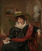Portrait of Carolina Frederica Kerst, Wife of Louis Royer. Portrait of Carolina Frederica Kerst -... Painting by Charles van Beveren -1809-1850-
