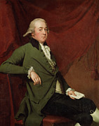 Portrait Of Edward Abney, Seated Three-quarter-length, In A Green Coat, Holding A Letter Against A Red Curtain, Late 1780s Painting by Joseph Wright Of Derby