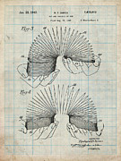 Pp125- Antique Grid Parchment Slinky Toy Patent Poster Digital Art by Cole Borders