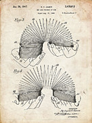 Pp125- Vintage Parchment Slinky Toy Patent Poster Digital Art by Cole Borders