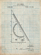 Pp786-antique Grid Parchment Drafting Triangle 1922 Patent Poster Digital Art by Cole Borders
