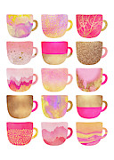Pretty Pink Coffee Cups Digital Art by Elisabeth Fredriksson