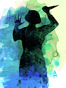 Psycho in the Shower Watercolor Mixed Media by Naxart Studio