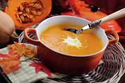 Pumpkin Soup In Skew With Creme Fraiche Photograph by Moncherie
