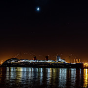Queen Mary And The Moon - Square Photograph by Gene Parks