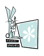 Rabbit Artist with Easter Specials Drawing by CSA Images
