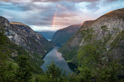 Rainbow over the Naerofjord, Norway Photograph by Andreas Levi Rainbow over the Naerofjord, Norway Photograph by Andreas Levi