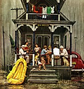 Rainy Day At Beach Rental Drawing by Stevan Dohanos