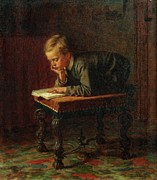 Reading Boy Painting by Eastman Johnson