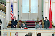 Reagan And Gorbachev Signing The Inf Treaty Photograph by Science Photo Library