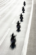 Rear View Of Row Of Motorcycle Riders Photograph by Jorg Greuel
