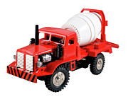 Red and White Cement Truck Drawing by CSA Images