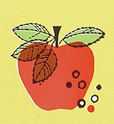Red Apple on Yellow Background Drawing by CSA Images Red Apple on Yellow Background Drawing by CSA Images
