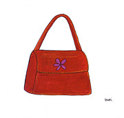 Red Purse Painting by Cherry Pie Studios