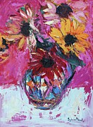 Red Sunflower, 2015 Painting by Sylvia Paul