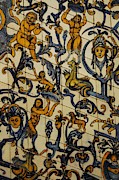 RENAISSANCE ART. PORTUGAL. Tile panel with mythological decorations. Dated 1650. Drawing by Album