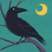 Restless Raven Once Upon A Midnight Dreary  Painting by Little Bunny Sunshine