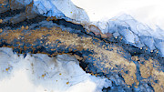 River of Blue and Gold Abstract Painting Painting by Alissa Beth Photography