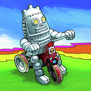 Robot Biker Digital Art by Howie Green