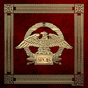 Roman Empire - Gold Roman Imperial Eagle over Red Velvet Digital Art by Serge Averbukh
