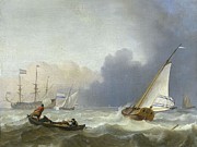 Rough Sea with a Dutch Yacht. Rough Sea with a Dutch Yacht under Sail. Painting by Ludolf Bakhuysen