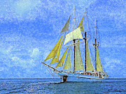 S / V Vela Sailing the Caribbean Impressionism Digital Art by Island Hoppers Art