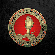 Sacred Gold King Cobra on Black Canvas Digital Art by Serge Averbukh