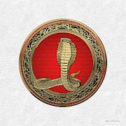 Sacred Gold King Cobra on White Leather Digital Art by Serge Averbukh Sacred Gold King Cobra on White Leather Digital Art by Serge Averbukh