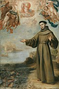 'Saint Anthony Preaching to the Fish'. 1646. Oil on canvas. Painting by Juan Carreno de Miranda -1614-1685- 'Saint Anthony Preaching to the Fish'. 1646. Oil on canvas. Painting by Juan Carreno de Miranda -1614-1685-