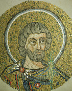 Saint Barbaziano: Fragment Of A Mosaic From The Basilica Ursiana, The Former Cathedral Of Ravenna (mosaic) Painting by Italian School