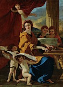 'Saint Cecile', ca. 1635, French School, Oil on canvas, 117,7 cm x 89 cm, P02317. Painting by Nicolas Poussin -1594-1665-