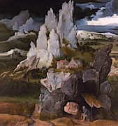 'Saint Jerome in a Rocky Landscape', 1515-1524, Oil on oak, 36,5 x 34 cm. JOACHIM PATINIR . Painting by Joachim Patinir -c 1480-1524- 'Saint Jerome in a Rocky Landscape', 1515-1524, Oil on oak, 36,5 x 34 cm. JOACHIM PATINIR . Painting by Joachim Patinir -c 1480-1524-