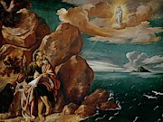 'San Juan Evangelista en la isla de Patmos', ca. 1620, Spanish School, Oil on... Painting by Pedro de Orrente -1580-1645-