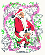 Santa Claus and Children Drawing by CSA Images Santa Claus and Children Drawing by CSA Images