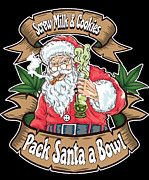 Santa Marijuana Weed Snowman Funny Christmas Gift Dark Digital Art by Nikita Goel
