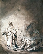 Saul And The Witch Of Endor Drawing by Ferdinand Bol