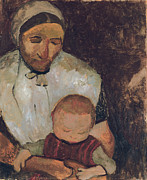 Seated Woman With Child On Her Lap; Sitzende Bauerin Mit Kind Auf Dem Schoss, 1903 Painting by Paula Modersohn-becker