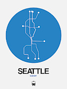 Seattle Blue Subway Map Digital Art by Naxart Studio