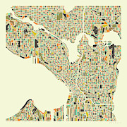 Seattle Map 1 Digital Art by Jazzberry Blue
