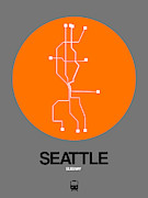 Seattle Orange Subway Map Digital Art by Naxart Studio