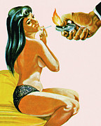 Seductive Woman With Cigarette Drawing by CSA Images Seductive Woman With Cigarette Drawing by CSA Images