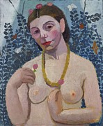 Self-portrait As A Half-length Nude With Amber Necklace II Painting by Paula Modersohn-becker