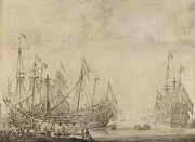 Ships after the Battle. Painting by Willem van de Velde -I- -mentioned on object- Ships after the Battle. Painting by Willem van de Velde -I- -mentioned on object-
