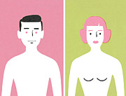 Shirtless Man and Woman Drawing by CSA Images Shirtless Man and Woman Drawing by CSA Images