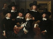 Six Regents And The Beadle Of The Nieuw Zijds Institute For The Outdoor Relief Of The Poor, Amsterdam, 1657 Painting by Ferdinand Bol