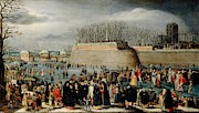 'Skating Masquerade, or Carnival on Ice at the Kipdorppoort Moats in Antwerp'... Painting by Denys van Alsloot -1570-1628-