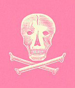 Skull and Crossbones on a Pink Background Drawing by CSA Images