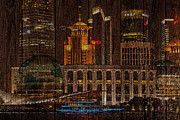 Skyline of Shanghai, China on Wood Mixed Media by Alex Mir Skyline of Shanghai, China on Wood Mixed Media by Alex Mir