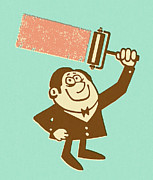 Smiling Man Painting With Roller Drawing by CSA Images Smiling Man Painting With Roller Drawing by CSA Images