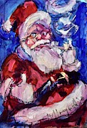 Smokin' Santa Painting by Les Leffingwell